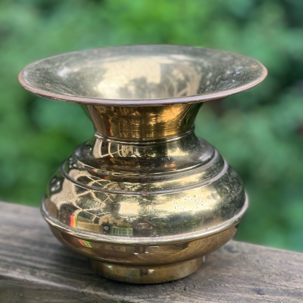 Vintage Brass Gold Tone Vase/ Metal Planter/ Decor